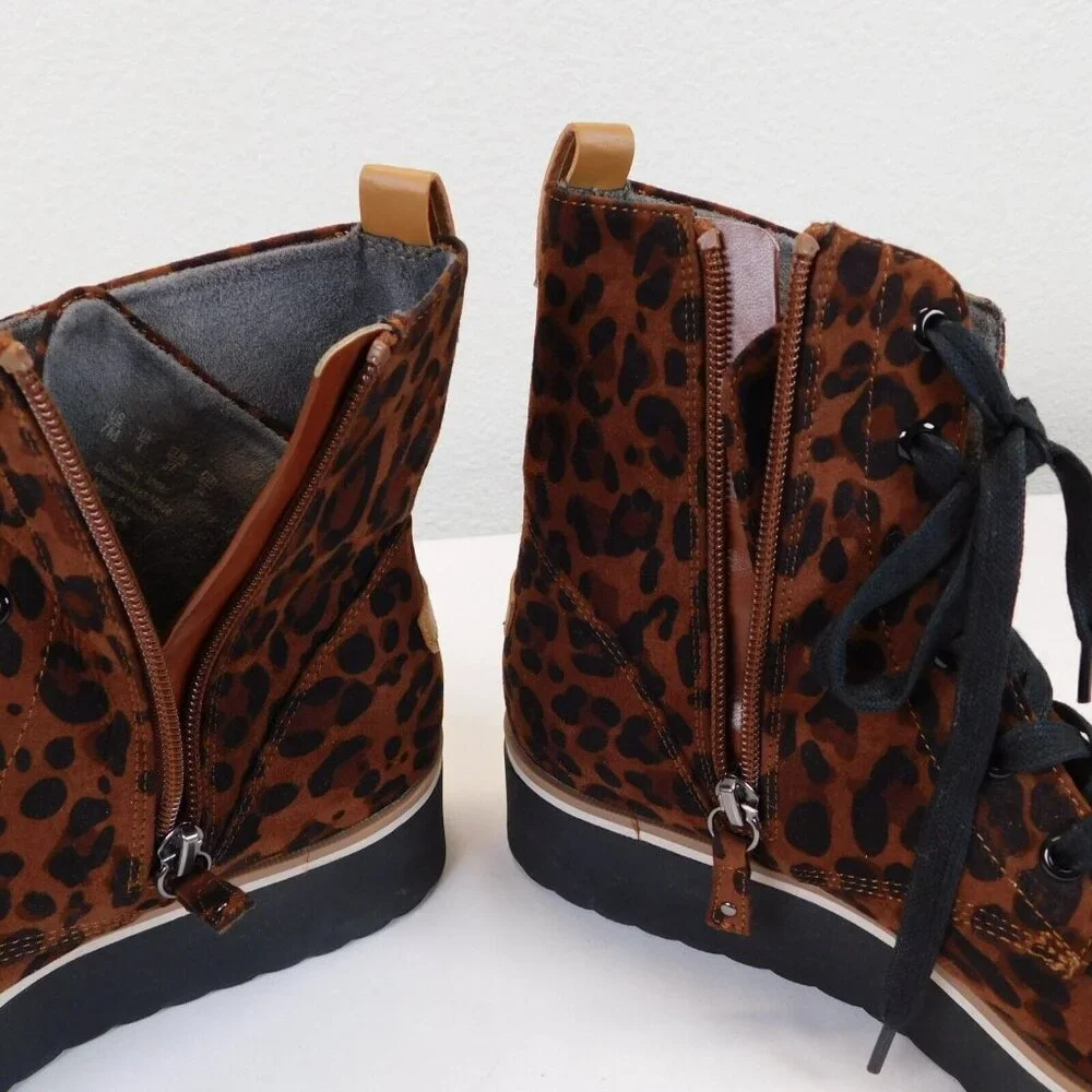 Dr Scholls Womens Leopard Print Zipper Lace Up Slip On Ankle Boots Sneakers 7M - Picture 11 of 11